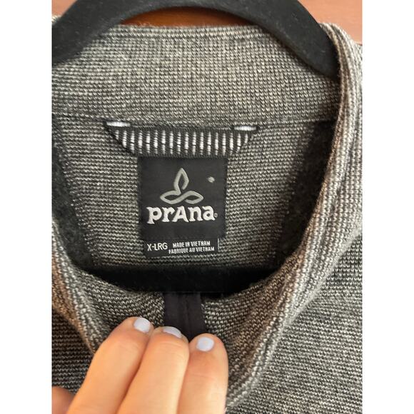 Prana Mens Breathe Rohan Sweater Wool Blend Gray/black XL - Picture 4 of 8